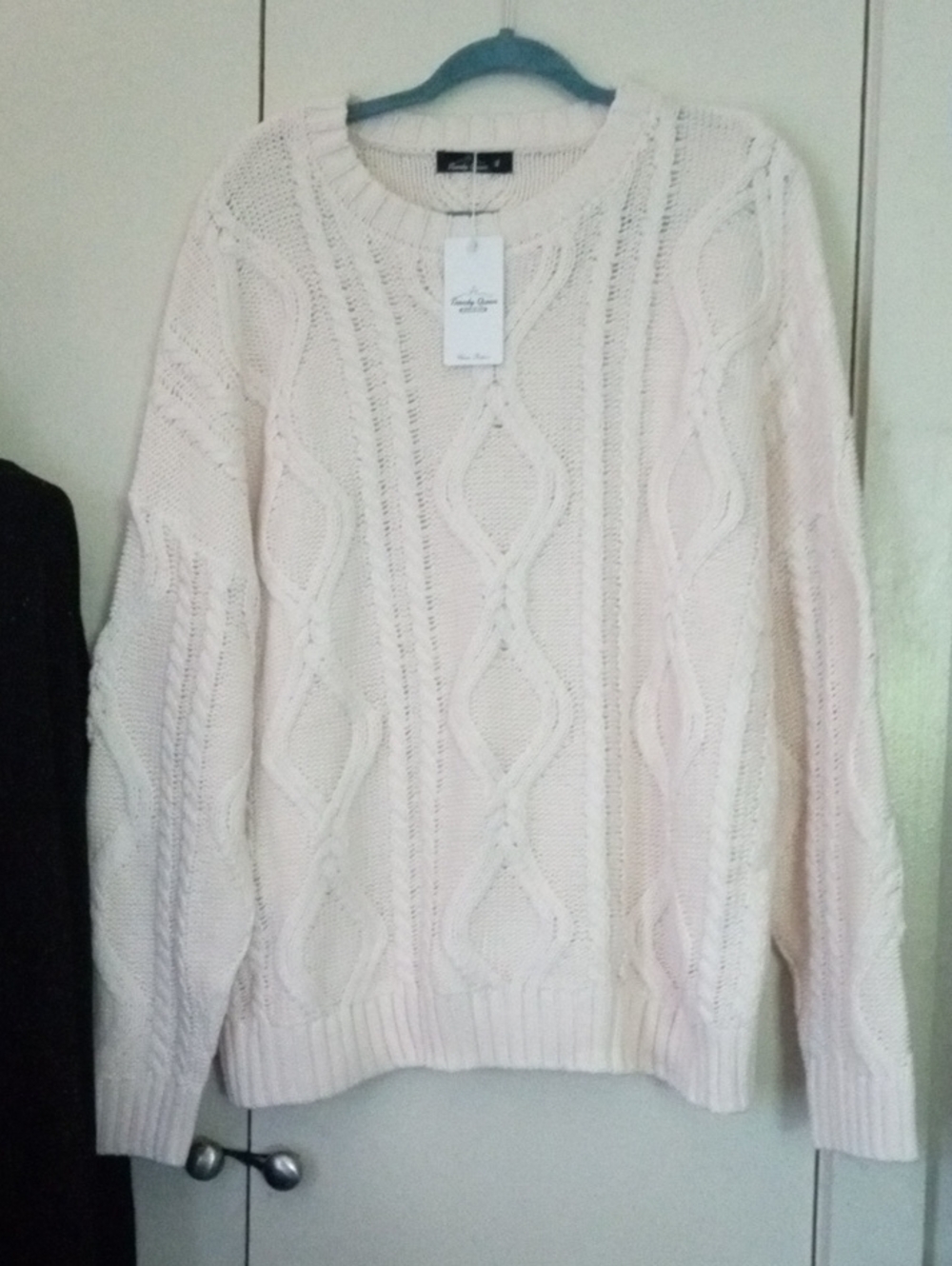 Trendy Queen Cable-Knit Cotton Blend Long Sleeve Sweater NWT XL